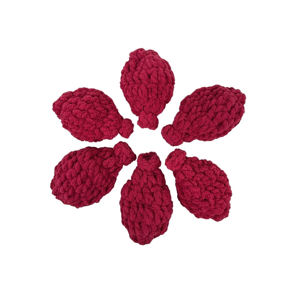 Reusable Crochet Water Balloons Handmade Latex Free Red Set of 6